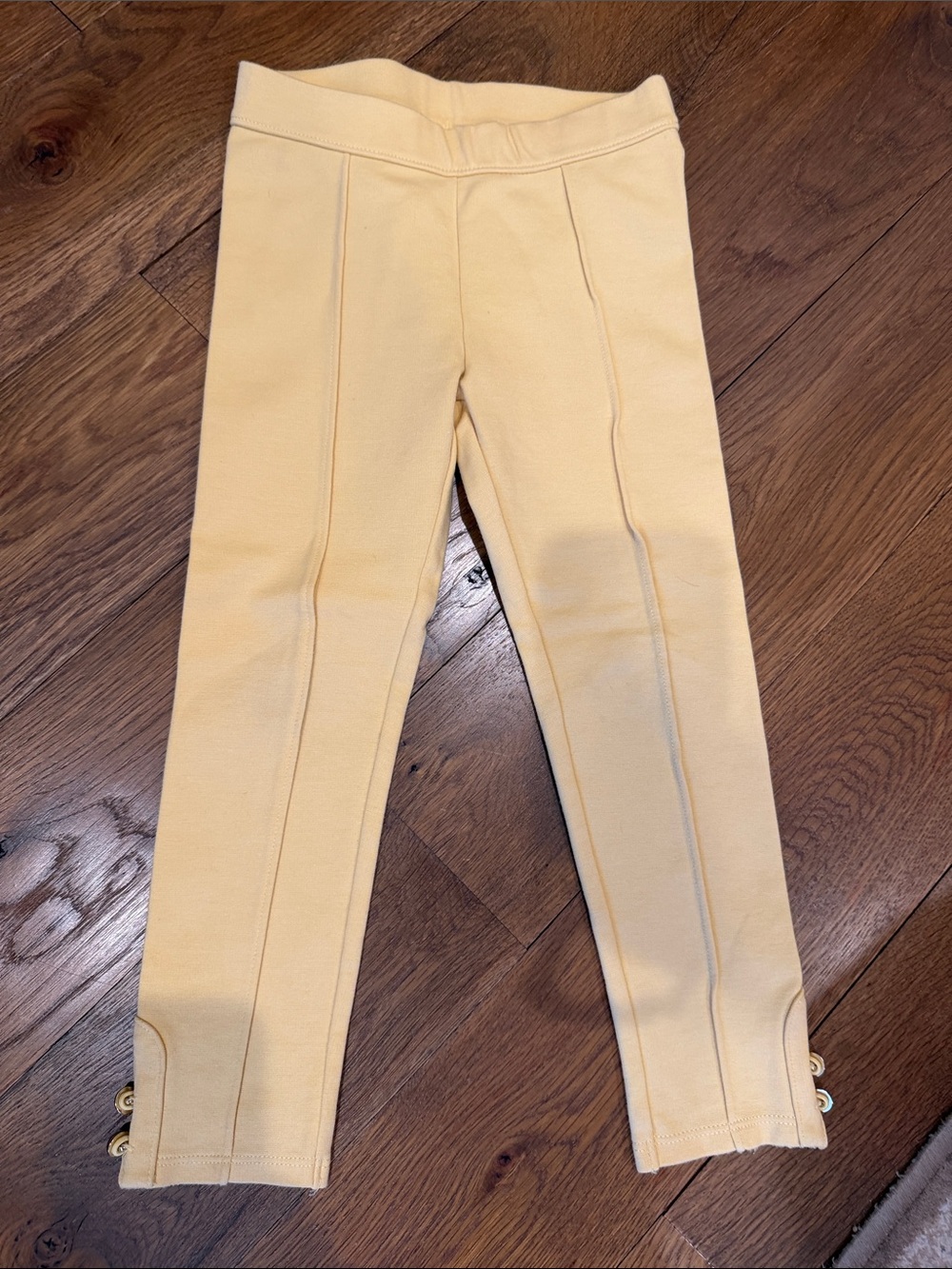 Janie and Jack Yellow Ponte Leggings with Button Trim